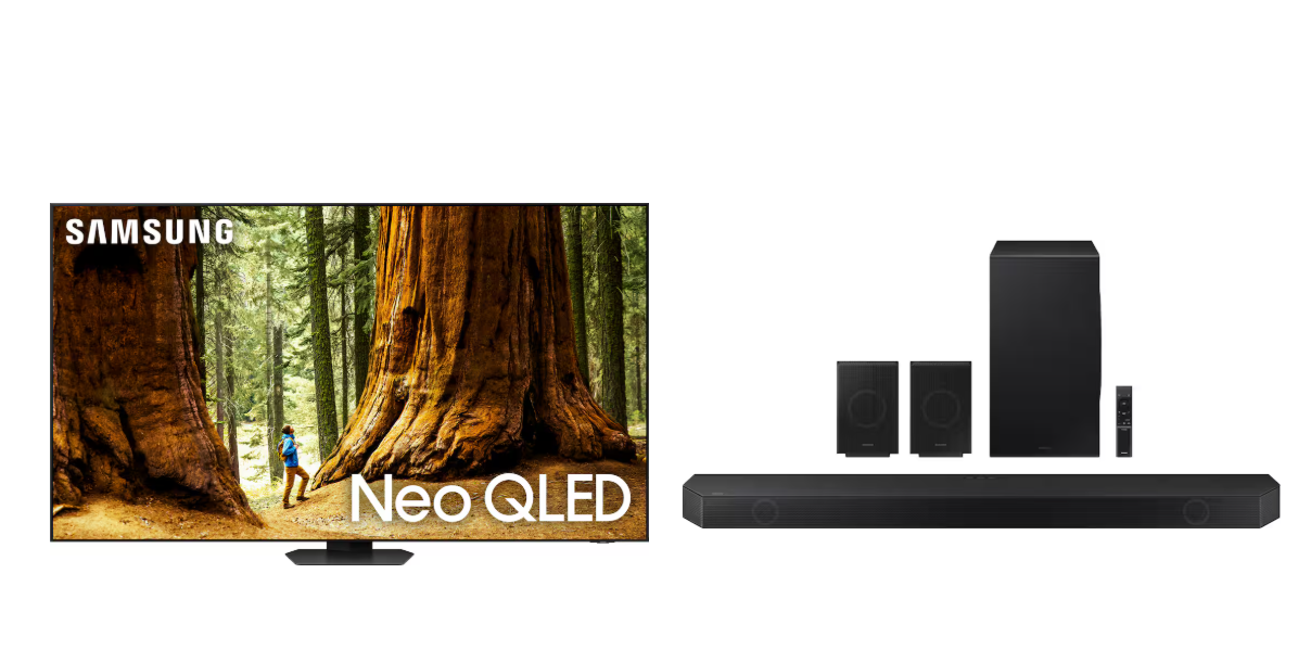 TV Samsung - 98" Class QN90D + Samsung HW-Q850D 7.1.2-Ch Soundbar